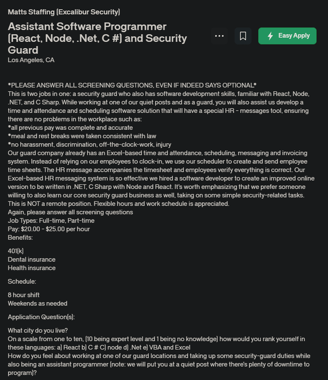 Matts Staffing (Excalibur Security)